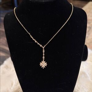 Sparkling Gold Starburst Y-Drop Necklace - Women Jewelry